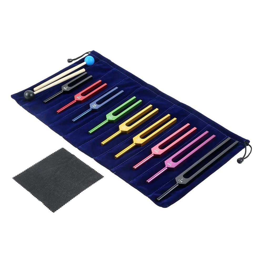OTDOGUO Tuning Fork Set, 9 PCS Color Tuning Forks for Healing Chakra,Sound Therapy,Keep Body,Mind and Spirit in Perfect Harmony