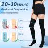 20-30 mmHg Compression Stockings for Women & Men, Graduated Compression Thigh High Compression Socks for Varicose Veins, Medical Support Hose for Pregnant, Teacher, Doctor ( 1 Pair, Black, 3X-L) view 2