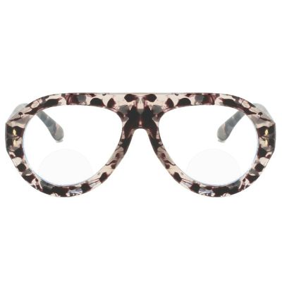 helena Oversized Blue Light Blocking Bifocal reading glasses Women Men Big Frame Pilot Eyewear Clear Lens Computer UV400 (C3, 2, x)