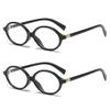 2Pack Retro Oval Reading Glasses for Men Women 90s Style Blue Light Blocking Nerd Eyeglasses (black/black, 2.25, x) view 1