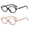 2Pack Retro Oval Reading Glasses for Men Women 90s Style Blue Light Blocking Nerd Eyeglasses (black/pink, 2.75, x) view 1
