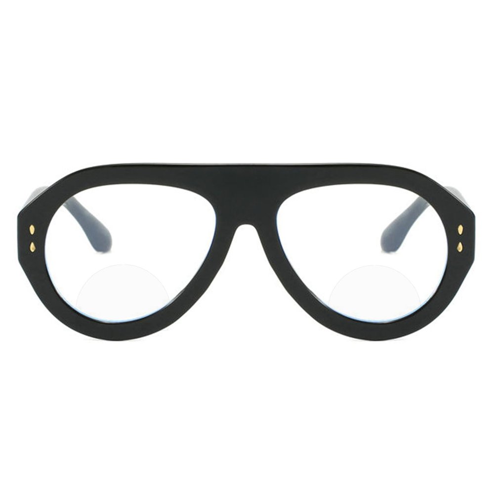 helena Oversized Blue Light Blocking Bifocal reading glasses Women Men Big Frame Pilot Eyewear Clear Lens Computer UV400 (C1, 1.25, x)