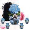 Blue Forest Bear Large urn for Ashes Adult Male - Small Funeral urns for Ashes for Women Combo of 10" & 3" view 1