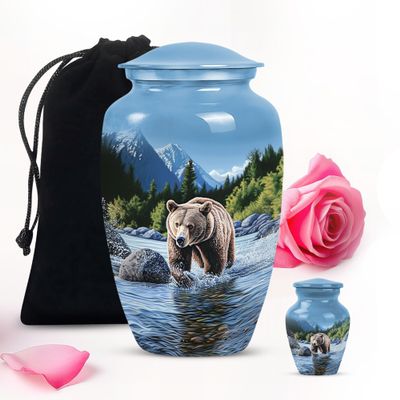 Blue Forest Large urn for Human Ashes Adult Man - Small Cremation urns for Human Ashes Adult Female Combo of 10" & 3"