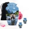 Blue Forest Bear Small urn for Human Ashes Keepsake - Large Burial urns for Human Ashes Combo of 10" & 3" view 1