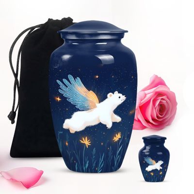 Flying Bear Large urns for Human Ashes Adult Man - Small urns for Human Ashes Adult Female Combo of 10" & 3"