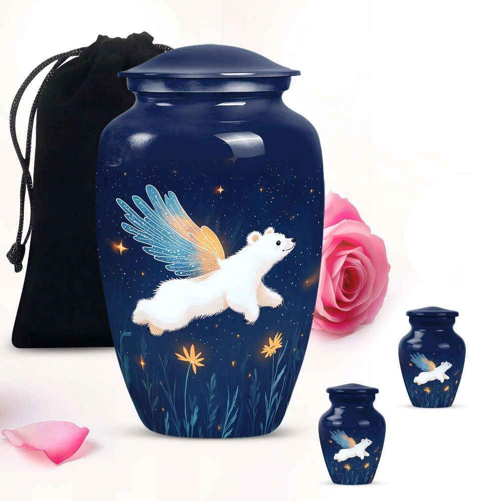 Flying Bear Small urn for Ashes Adult Male - Large Funeral urn for Ashes for Women Combo of 10 inch & 3 inch