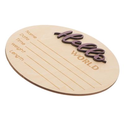 Toyvian Wooden Birth Announcement Sign for Newborn Round Baby Name Sign Photo Prop for Newborn Photography and Hospital Use