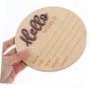 Toyvian Wooden Birth Announcement Sign for Newborn Round Baby Name Sign Photo Prop for Newborn Photography and Hospital Use view 2