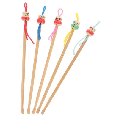 minkissy 5pcs Hanging Ear Picks Bamboo Earwax Removal Tool Non-Slip Portable for Easy Ear Cleaning
