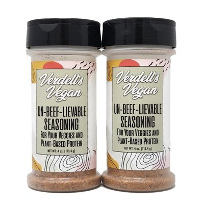 2 Pack of Verdell's Vegan Seasoning Spice 4oz Bottles For your Veggies and Plant based Proteins You Choose All Purpose, Sweet or Un-Beef-Lievable (4oz, Un-Beef-Lievable)