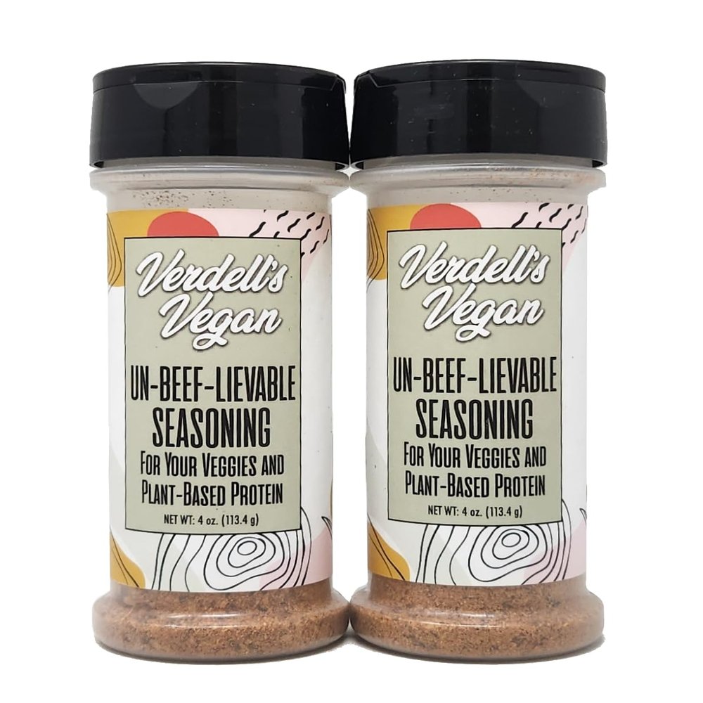 2 Pack of Verdell's Vegan Seasoning Spice 4oz Bottles For your Veggies and Plant based Proteins You Choose All Purpose, Sweet or Un-Beef-Lievable (4oz, Un-Beef-Lievable)