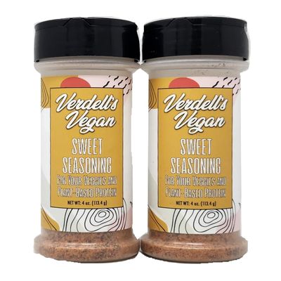 2 Pack of Verdell's Vegan Seasoning Spice 4oz Bottles For your Veggies and Plant based Proteins You Choose All Purpose, Sweet or Un-Beef-Lievable (4oz, Sweet)