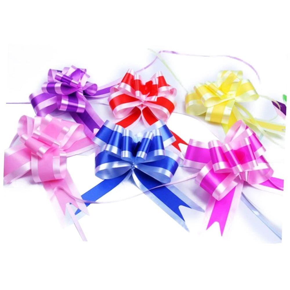 GOOHOCHY 18pcs Assorted Hand Drawn Flower Pull Bows for Wedding Decorations Easy Knot Floral Wrapping Bows