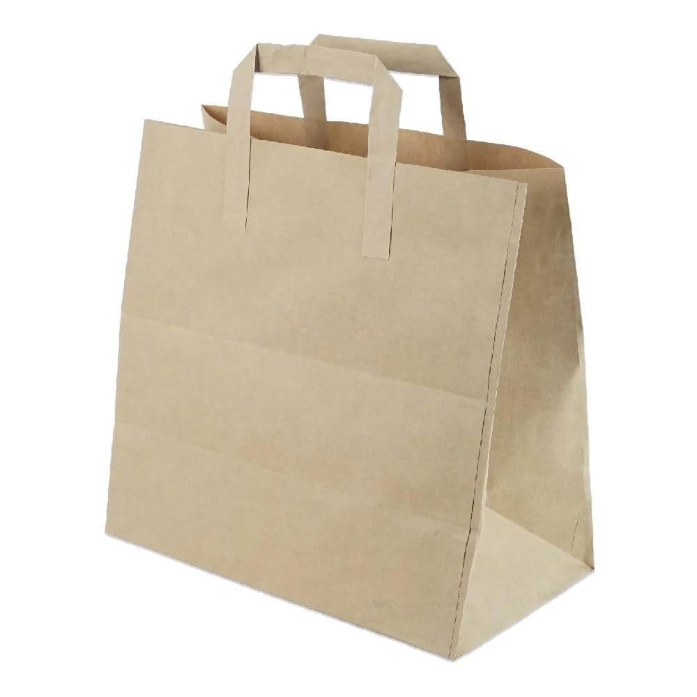 100 Pack 8x4.5x10 Inch Brown Kraft Paper Bags with Handles, Medium Gift Bags for Retail, Shopping, Parties, Weddings, Grocery, and Business Use, Eco-Friendly, Recyclable, Durable Gift Bags Bulk.