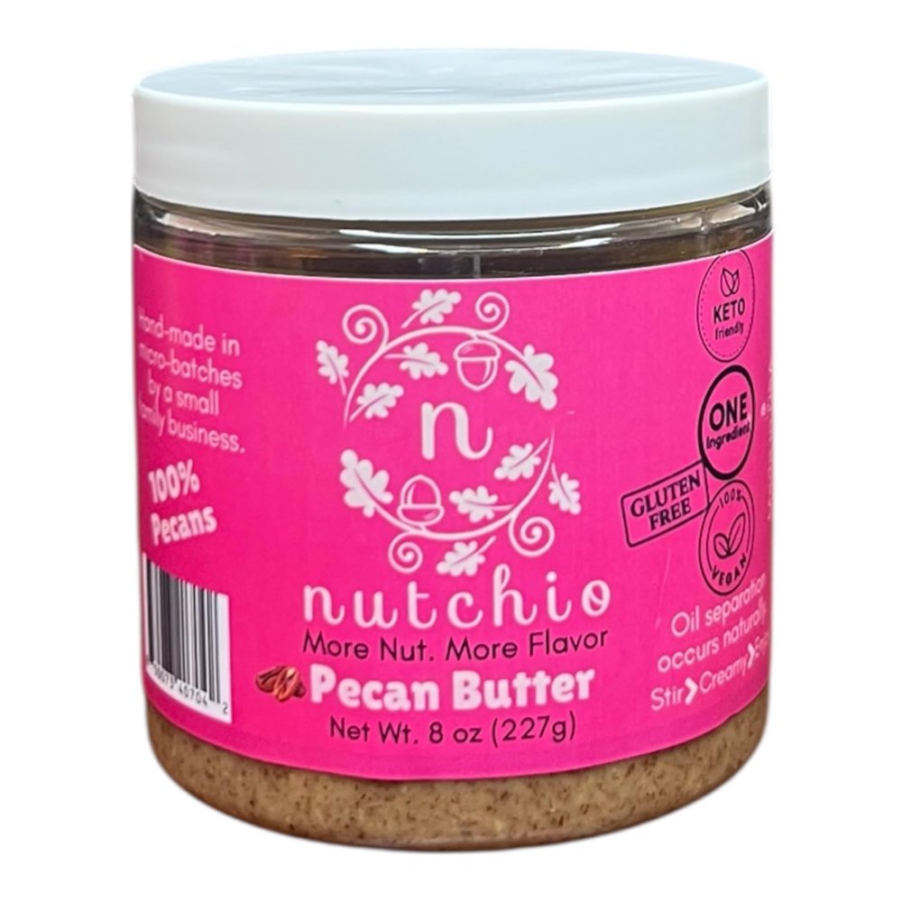 Nutchio Pecan Butter 8 oz 100% Roasted Pecans, Smooth Natural Spread | Keto, Vegan, Gluten-Free Nut Butter | No Added Sugar, No Added Oils, No Preservatives