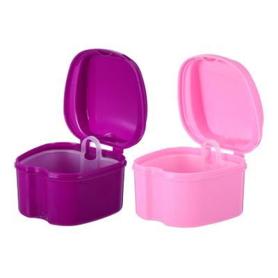 Baluue 2pcs Travel Denture Case Filter Portable Box for False Storage Retainer Cleaning Case for Easy Use