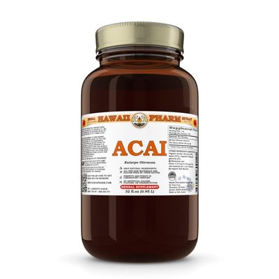 Acai (Euterpe Oleracea) Dry Berry Tincture, Made in Hawaii, Raw Materials, All Natural, Vegan, Pure Liquid Extract - 32 fl.oz