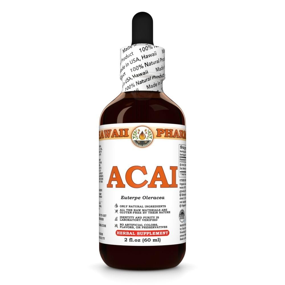 Acai (Euterpe Oleracea) Dry Berry Tincture, Made in Hawaii, Raw Materials, All Natural, Vegan, Pure Liquid Extract - 2 fl.oz