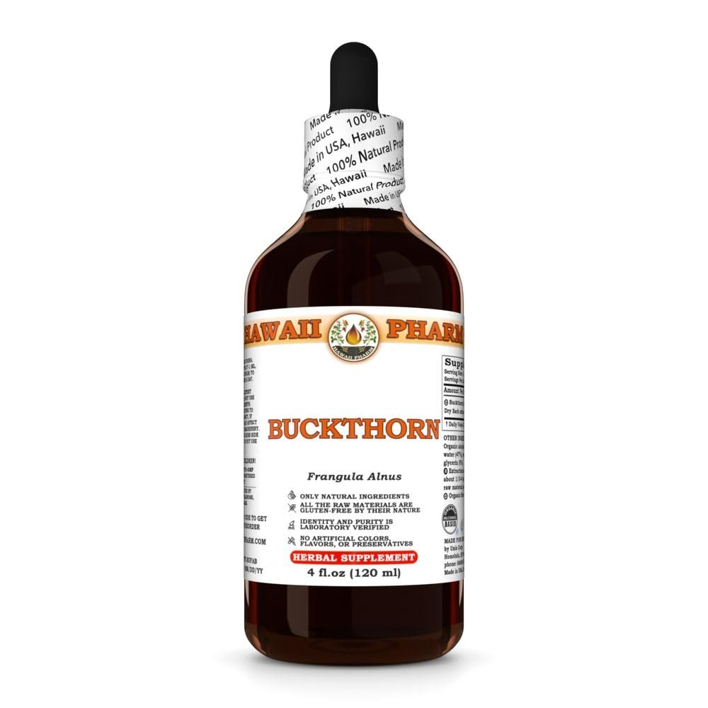 Buckthorn (Frangula Alnus) Dry Bark Tincture, Made in Hawaii, Raw Materials, All Natural, Vegan, Pure Liquid Extract - 4 fl.oz