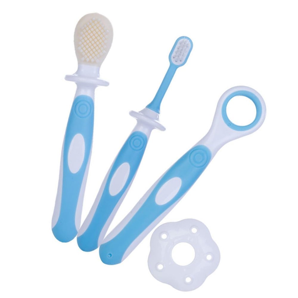 ORFOFE Baby Toothbrush Set Silicone Infant Toothbrush Tongue Scraper for Oral Care Soft Bristles for Boys and Girls Training Suitable for Newborns and Toddlers
