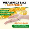 2 Pack Vitamin D3 10000 iu Plus K2 (MK-7) 200 mcg, 90 Coconut Oil Softgels| 2 in 1 VIT D & K Complex | Supports Calcium Absorption, Bone, Immune, & Heart Health view 4