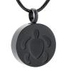 BIAIHQIE Cremation Urn Necklace for Ashes Turtle Engraved Round Funeral Pendant Necklace Memorial Jewelry for Pet/Animal Ashes-Black view 1