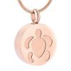 BIAIHQIE Cremation Urn Necklace for Ashes Turtle Engraved Round Funeral Pendant Necklace Memorial Jewelry for Pet/Animal Ashes-Rose Gold view 1