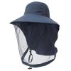 Mosquito Head Net Hat, Safari Mosquito Sun Hat with Veil Mesh Neck Flap Fishing Hiking Camping Boonie Hats Caps Navy Blue view 1