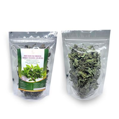 Holy basil leaves 28g (1oz), Dried, From Premium fresh Thai Basil Leaves, 100% Natural, Aromatic Ka Pao, Kra Prao Thai Spice for ASIAN Food (Coriander root)