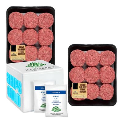 Salutem Vita - Prime Rib Ground Beef Sliders, Pre-Formed Patties, 3.4 lbs. (actual weight may vary within 5%) - Pack of 2