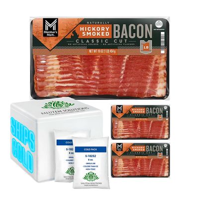 Salutem Vita - Hickory Smoked Bacon Slices, Naturally Cured, 3 lbs. (actual weight may vary within 5%) - Pack of 3