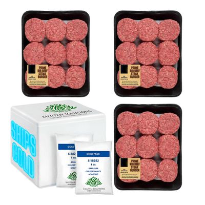 Salutem Vita - Prime Rib Ground Beef Sliders, Pre-Formed Patties, 3.4 lbs. (actual weight may vary within 5%) - Pack of 3