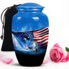 Blue Flying Eagle & American Flag Urns for Human Ashes Adult Female & Male - Large Urns for Human Ashes Adult - Cremation Memorial - 10 Inch view 1
