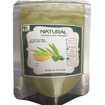 100 Gram Bot La Dua Tao Mau Tu Nhien - 100% Natural - Pandan Leaf Powder Vietnamese Specialties
