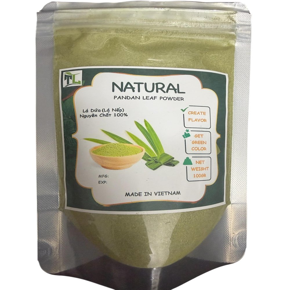100 Gram Bot La Dua Tao Mau Tu Nhien - 100% Natural - Pandan Leaf Powder Vietnamese Specialties