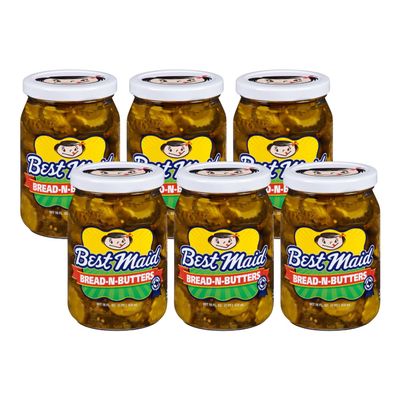 Best Maid Pickles 9-Item Assortment of Dill, Sweet, Bread & Butter, Okra, and Specialty - 3 or 6 Packs (6 Pack, Bread & Butter)