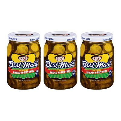Best Maid Pickles 9-Item Assortment of Dill, Sweet, Bread & Butter, Okra, and Specialty - 3 or 6 Packs (3 Pack, Jalapeno Bread & Butter)