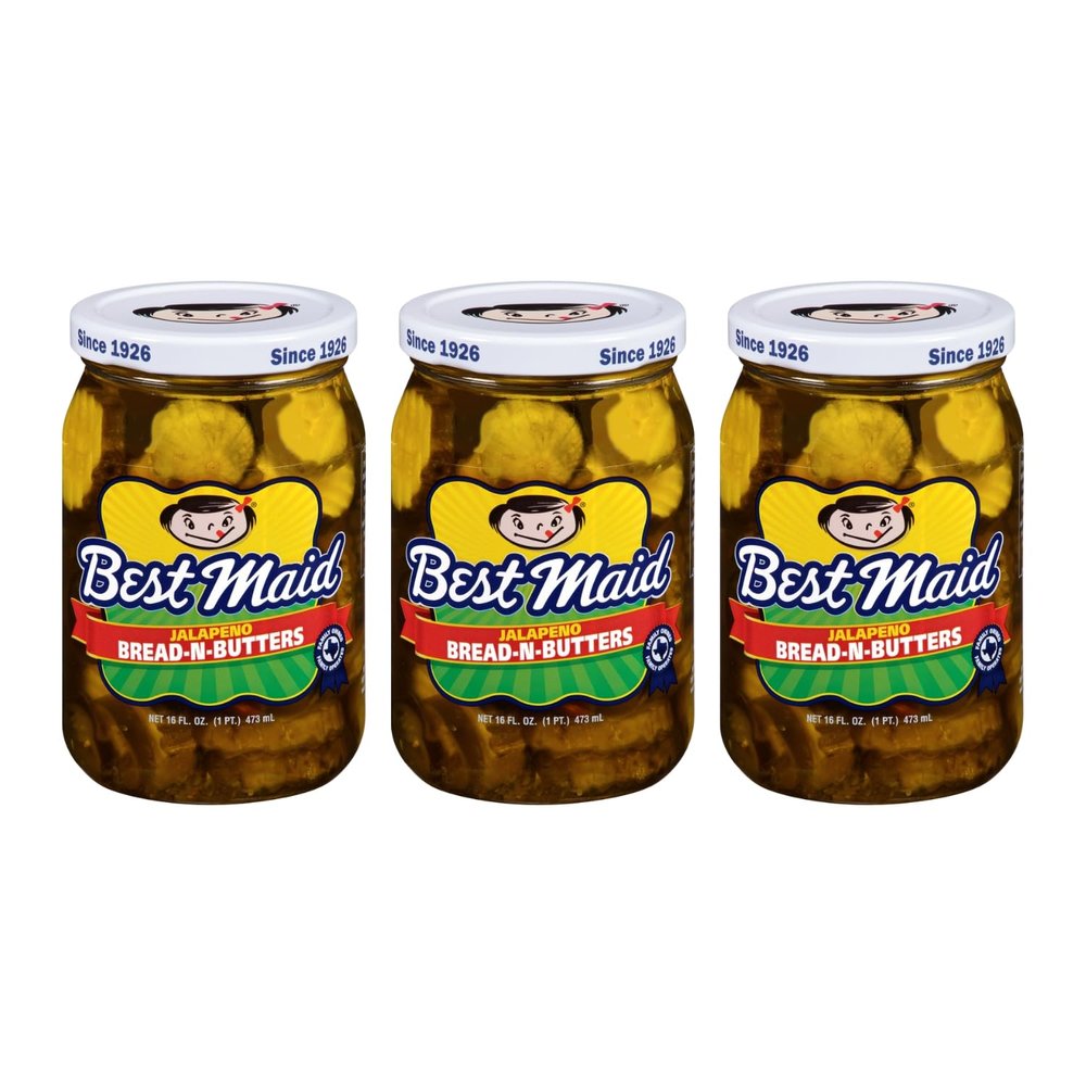 Best Maid Pickles 9-Item Assortment of Dill, Sweet, Bread & Butter, Okra, and Specialty - 3 or 6 Packs (3 Pack, Jalapeno Bread & Butter)