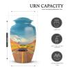 KARYLIZ Yellow Car Large Burial Urn for Ashes Adult - Memorial Cremation Urns for Human Ashes Keepsake - Cloud Decorative Funeral Ash Holder for Adult - Set of 5-10 Inch, 3 Inch view 2
