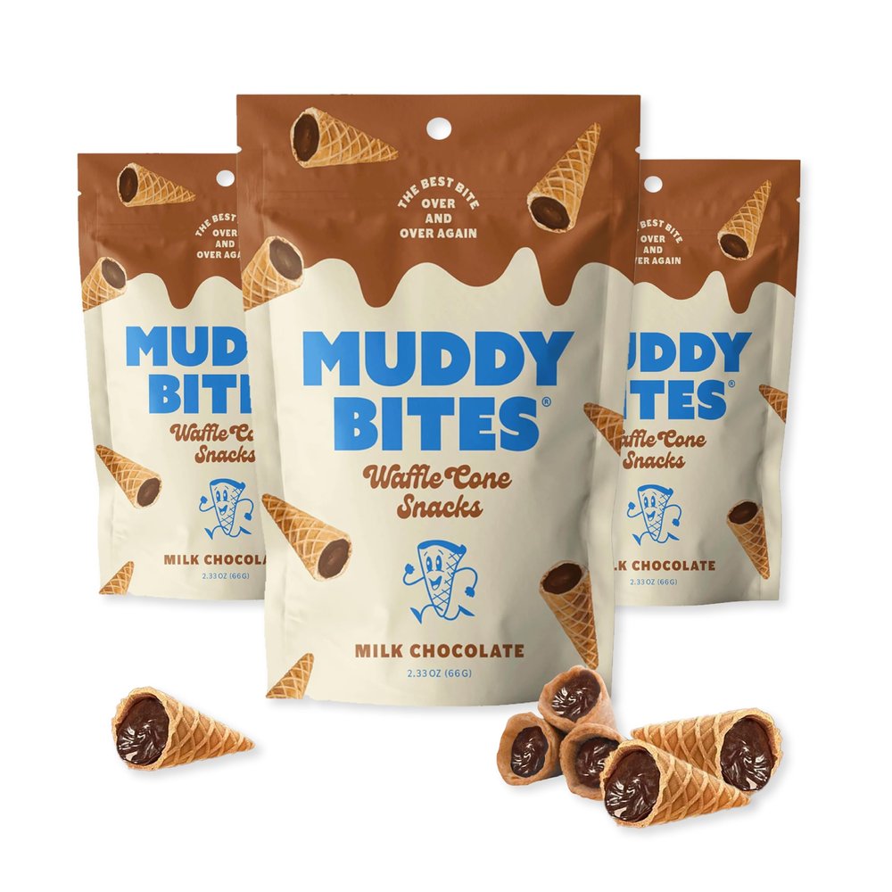 P&V Milk Chocolate Waffle Cone Snacks 2.33oz Pouch (Pack of 3) | Crunchy Waffle Cone Bites Coated in Smooth Milk Chocolate | Perfect Snack for On-the-Go & Chocolate Lovers (milk chocolate)