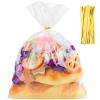 100 Pcs Cellophane Wrap Bags for Gift Baskets 9 x 12 in, MEEZY Clear Basket Treat Bags with Gold Twist Ties for Gift Wrapping Plastic Cello Packaging for Birthday Baby Shower Wedding Party Favors view 1