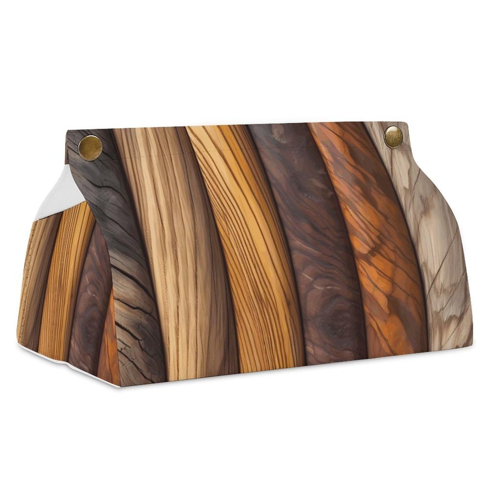 Leather Tissue Box Holder Rectangle Decorative Different Wood Grains Tissue Box for Dressing Table Bathroom Vanity Bedside