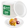 Uniecocus Small Plates 6 Inch, Dessert Paper Plates Disposable for Appetizer, Cake, White, 200 Pack view 1