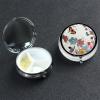 Pill Case with Mirror Retro 3 Compartment Pill Box Cartoon Butterfly Flowers Small Pill Organizer for Purse or Pocket Decorative Metal Medicine Vitamin Organizer Unique Gifts view 2