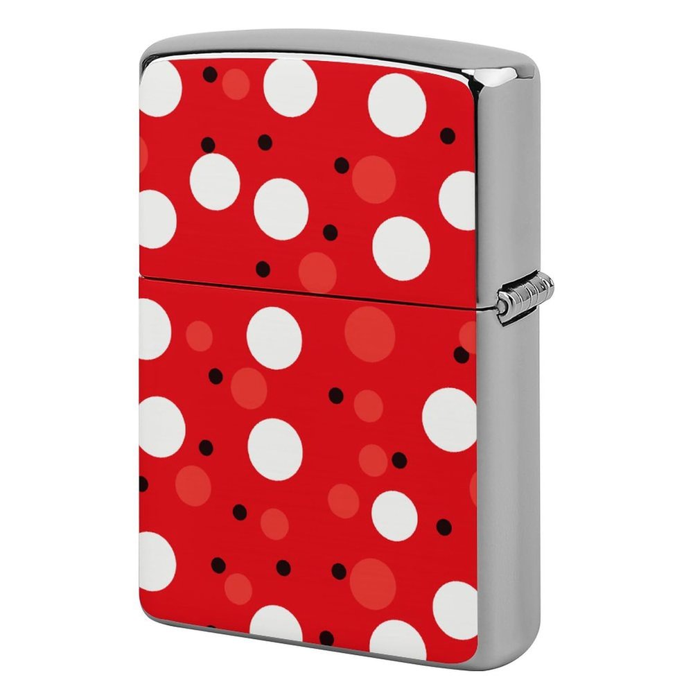 Red White Polka Dot Metal Lighter Case, Durable Lighter Protective Cover with Personalized Graffiti Design Easy to Install, Universal Fit for Standard Lighters, Stylish & Unique Idea