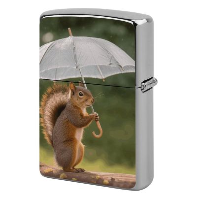 Squirrel Hold A Umbrellas Metal Lighter Case, Durable Lighter Protective Cover with Personalized Graffiti Design Easy to Install, Universal Fit for Standard Lighters, Stylish & Unique Idea