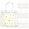 Aliceset 20 Pcs 8 x 8 x 3.15 Inch Clear PVC Gift Bags with Handles Small Gold Foil Star Transparent Star Party Favor Goodie Bags for Baby Shower Birthday Wedding Candy Snack Gift Wrapping view 1