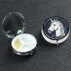 Be Animal Pill Box 3 Compartment Round Portable Pill Case for Pocket or Purse Small Weekly Medicine Planner Travel Pillbox with Mirror Decorative Metal Vitamin Holder Gifts view 1