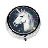 Be Animal Pill Box 3 Compartment Round Portable Pill Case for Pocket or Purse Small Weekly Medicine Planner Travel Pillbox with Mirror Decorative Metal Vitamin Holder Gifts view 2